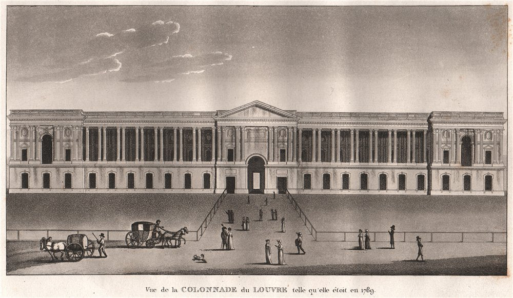 PARIS. Colonnade du Louvre telle qu'elle étoit en 1789. Aquatint 1808 print